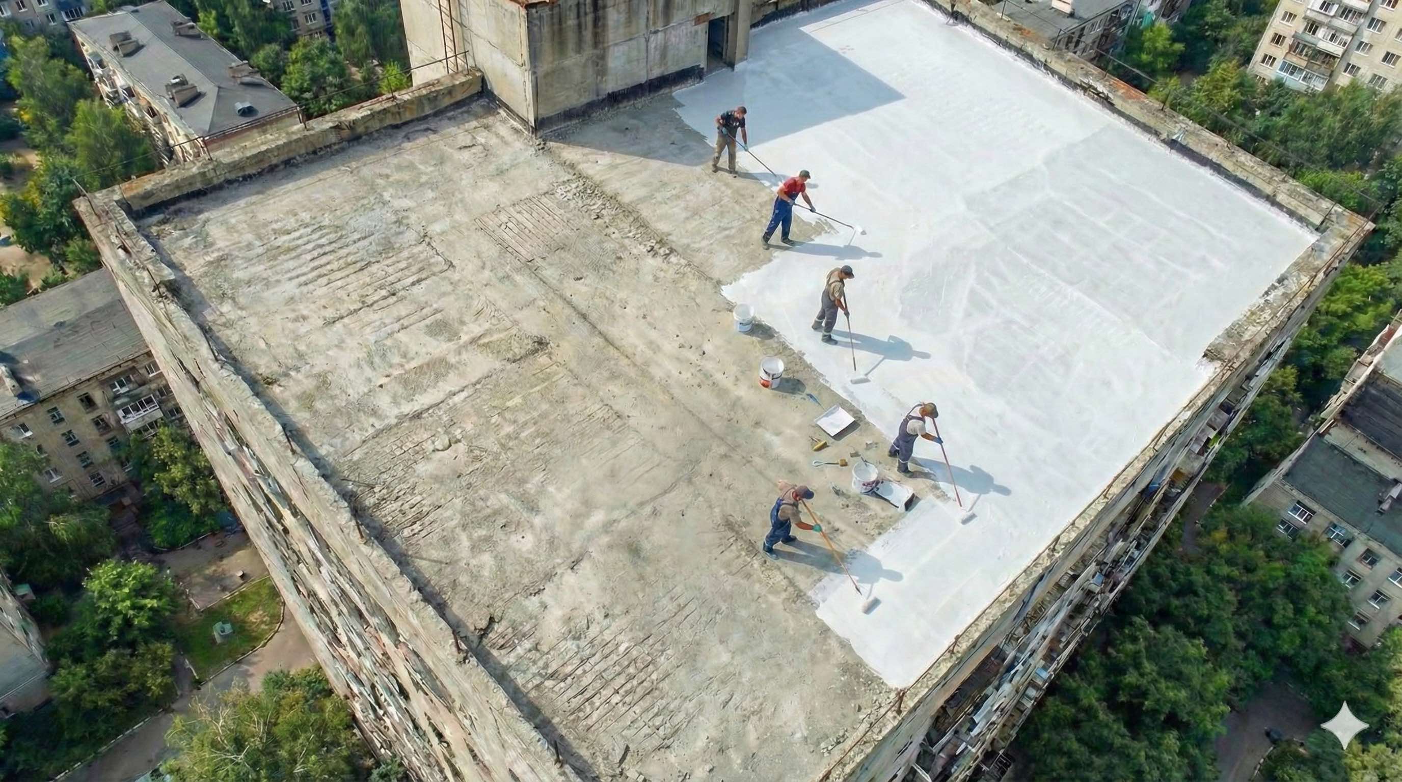 開始佈塗第一道防水底漆